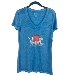 Reel Legends Womens Performance Shirt Burnout Sun Your Buns Blue Lightweight M - Picture 1 of 6