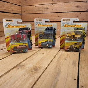 Lote de 3 Matchbox 50 Aniversario Superrápido '32 Ford Pickup, '62 Mercedes-Benz& - Imagen 1 de 15