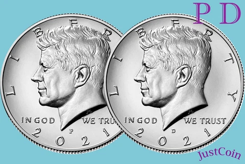 2021 P&D KENNEDY HALF DOLLAR SET CLAD TWO COINS SET UNCIRCULATED Cover