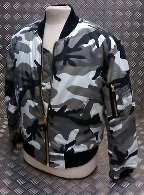 JUNGLE Chaqueta de bombardero MA1 EE. UU. estilo militar MOD/Scooter camuflaje Asst Cols - Todas las tallas - NUEVA