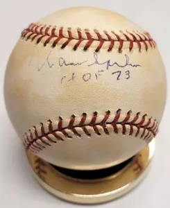 Autographed WARREN SPAHN "HOF 73" Official National League Baseball w/COA - Picture 1 of 2