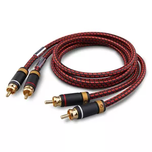 Audiophile 2x RCA Twin Phono Stereo Audio Cable Cord OFC Gold Pure Copper Plug - Picture 1 of 8