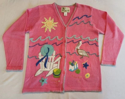 Vintage Quacker Factory Button Cardigan Sweater Sz M Coastal Grandmother Beach - Image 1 of 4