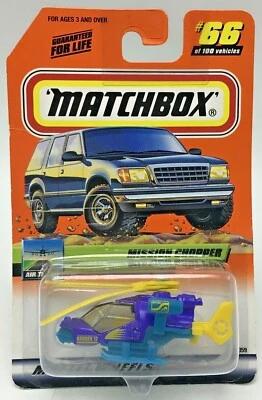 MatchBox Mission Chopper Helicopter Purple Teal and Yellow Version 1999 66 - Image 1 of 4