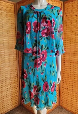 Chelsea & Violeta Azul Rosa Seda Conjunto de 2 piezas Talla Pequeña y2k Blusa Vestido de Sol Brillante Foto 1 de 4