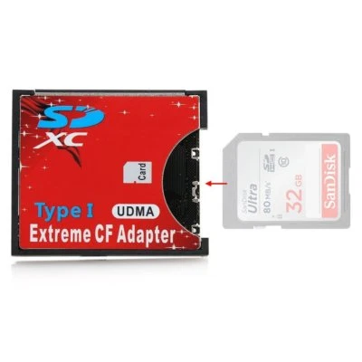 Extreme CF Compact Flash Card Adapter SD SDXC SDHC WIFI SD Type I CF up to 128GB - Image 1 of 4