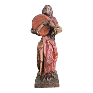 Vintage Spanish Mexican Female Woman Worker Paper Mache. 12" Tall. Old Lady. - Picture 1 of 4