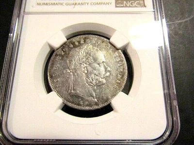 Hungary 1869-KB 1 Forint Graded NGC Au Silver Coin - Image 1 of 4
