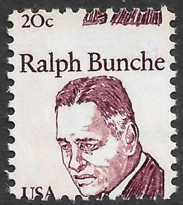 US Stamp #1860 20c. Ralph Bunche Missperf Error MNH - Image 1 of 2