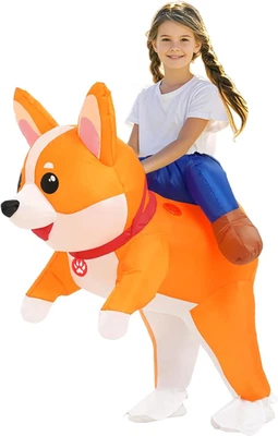 Inflatable Dog Costume for Adult Kids Halloween Blow up Ride on Corgi Costumes A - image 1 of 4
