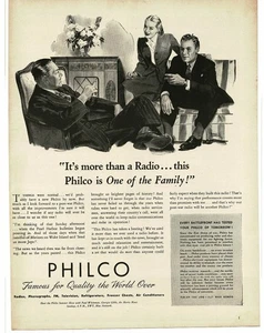 1945 Philco Floor Console Radio Family Gathered around art Vintage Print Ad - Picture 1 of 1