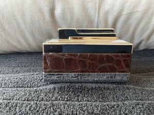 CHRONEX 3000 JAPAN TISCH FEUERZEUG GAS SILBER LEDER SELTEN - Bild 1 von 7