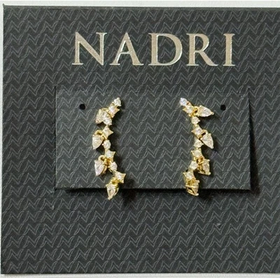 NADRI Elegant Cz Climber/Crawler  Earrings ~ 3/4” L ~ Gold Plated~ $65 Retail - Image 1 of 4