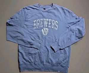 Milwaukee Brewers Sweat Shirt Mens Large Blue /Gray 47 Brand Crew Neck MLB - Picture 1 of 17