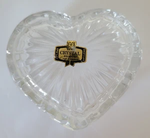 Heart Shape Cut Glass Starburst Trinket Box Jewelry Dish Lead Crystal Yugoslavia - Picture 1 of 5