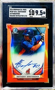 Anthony Santander 2014 Bowman Chrome Orange Refractor /25 Jersy# SGC 9.5 10 Auto - Picture 1 of 2