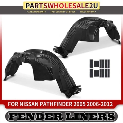 2x Forros internos de para-lama moldagem por injeção LLDPE dianteiro para Nissan Pathfinder 05-12 - Imagem 1 de 4
