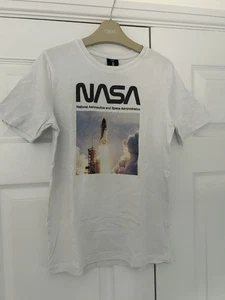 NASA Boys White Rocket Print Tshirt Age 10 - Picture 1 of 2