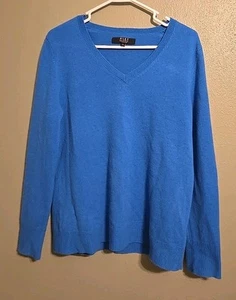 Alex Marie Cashmere Sweater Blue Long Sleeve V-Neck Size XL Women's 100% - Picture 1 of 5