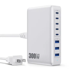 USB C Ladegerät 300W USB C Ladeblock 8 Ports GaN IV Schnellladestation, P... - Bild 1 von 7