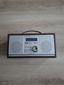 RED Wooden DAB / FM Digital Radio With Alarm Clock - Model 583 151 Mains/Battery - Picture 1 of 7