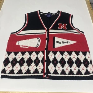 Vintage Nebraska Big Red Sweater Vest, Size XL - Picture 1 of 6