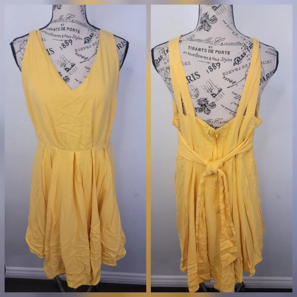 Mini Vestido Modcloth Babydoll Para Mujer Talla XL Amarillo Calce y Acampanado Forrado Cotagecore Foto 1 de 4
