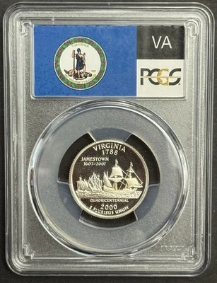 2000-S Virginia 90% SILVER Washington Quarter ~PCGS PR69DCAM State Flag Label - Image 1 of 2