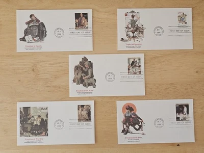 Norman Rockwell Official First Day Cover Collection Set Of 5 Envelopes W/ Stamps - Image 1 of 4