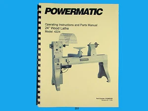 Powermatic  Model 4224  24" Wood Lathe Operators & Parts List Manual *251 - Picture 1 of 3