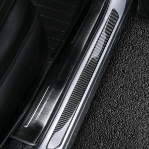 2 Car Carbon Fiber Door Sill Scuff Plate Cover Panel Step Protector Accessories - Picture 1 of 11