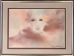 Vintage Mary C. Goodbody, Signed Watercolor, Matted, Framed 10x13, Woman's Face - Picture 1 of 5