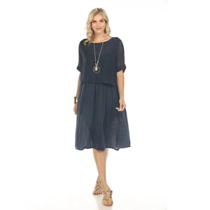 Navy Cape style Dress with Netting Detail - Picture 1 of 7