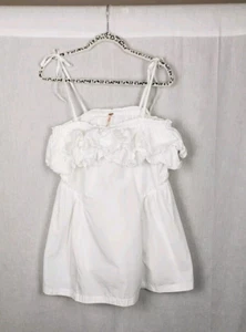 FREE PEOPLE Bandeau Tunic Top M White Ruffle Bodice Detachable Straps Pockets - Picture 1 of 7