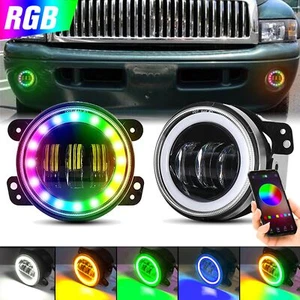 4" RGB Halo LED Fog Lights Projector Combo Kit For 94-01 Dodge RAM 1500 2500 - Picture 1 of 10