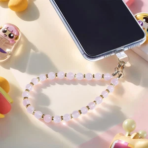 Marble Beaded Detachable Phone Wrist Strap with Tether Tab Women Gift (Pink) - Zdjęcie 1 z 7