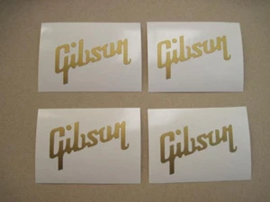 4 GOLD GIBSON GUITAR HEADSTOCK DECAL VINYL LOGOS STICKER - Picture 1 of 2