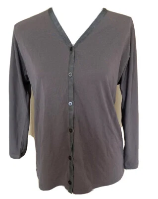 DKNY womens Button Front 3/4 Sleeve Top Size Medium Olive Green - Image 1 of 4