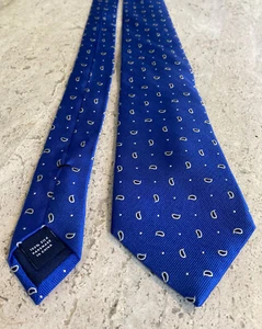 American Living Men's Tie Electric Blue Solid Paisley Necktie 100% Silk EUC - Picture 1 of 9