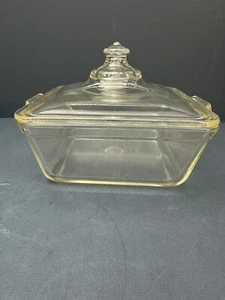 Vintage Pyrex sq seltene Auflaufform & original Deckel Klarglas 50er Jahre guter Zustand - Bild 1 von 11