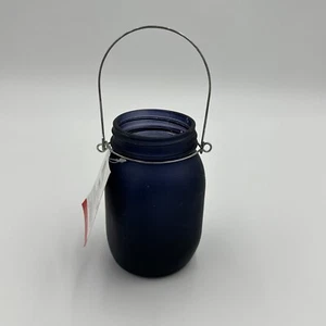 Glass Lantern, Blue Jar, Wire Hanging, Decor For Halloween, Christmas, Wedding  - Picture 1 of 6