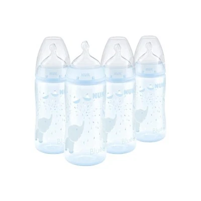 NUK Smooth Flow Anti Colic Baby Bottle, 10 oz, 4 Pack, Blue Elephant - Image 1 of 4