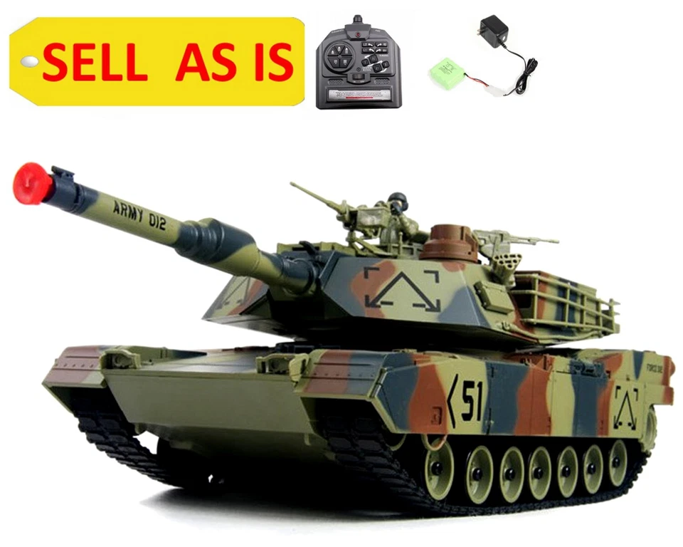 SELL AS IS Abrams M1A2 USA Battle Tank Airsoft 16" RC Camo Military Vehicle Used - Image 1 of 4
