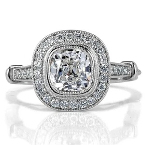 Cushion Cut 1.70 Ct Lab Grown Diamond Wedding Ring 14K Solid White Gold Size 8 - Picture 1 of 5