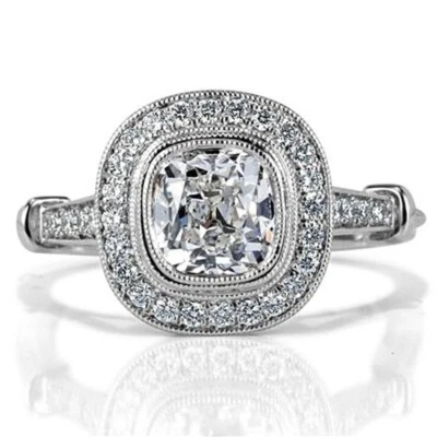 Cushion Cut 1.70 Ct Lab Grown Diamond Wedding Ring 14K Solid White Gold Size 8 - Image 1 of 4