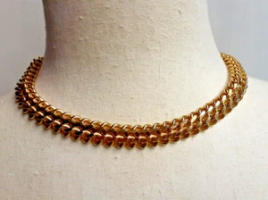 Gold Metal Heavy Cuban Link Chain Choker Necklace 16 1/2" - Picture 1 of 7