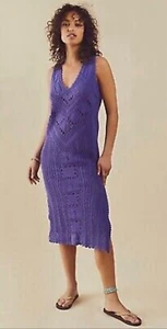 Free People Beach Sweater Dress Women Purple Santorini Crochet Vacay Sz XS New - Picture 1 of 8
