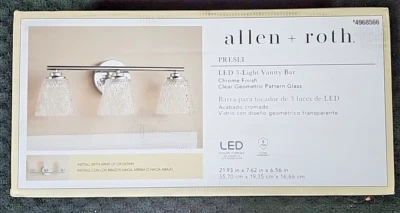 Allen + Roth Presli 3-Light Chrome Vanity Light with Etched Opal Glass - Image 1 of 4
