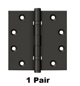 Deltana 4-1/2 x 4-1/2 Ball Bearing Square Corner Full Mortise Hinge Pair DSB45B1 - Picture 1 of 1