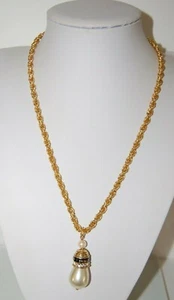 VTG PIERRE BALMAIN COUTURE SINGATURE PENDANT LONG GOLDEN CHAIN PENDANT NECKLACE - Picture 1 of 12